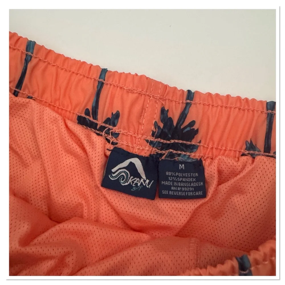 Kanu Surf Men's Tropical Print Palm Desert Swim Trunks - Coral